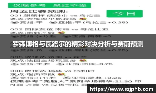罗森博格与瓦路尔的精彩对决分析与赛前预测